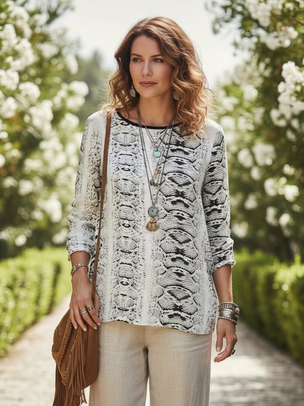 Zara M Cream Black Snakeskin Top Boho Y2K Indie‎ Festival Edgy Whimsigoth